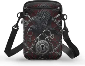Gothic Small Crossbody Bag for Women Lightweight Cell Phone Purse, Bloody Rose Shoulder Wallet with Zipper Pocket