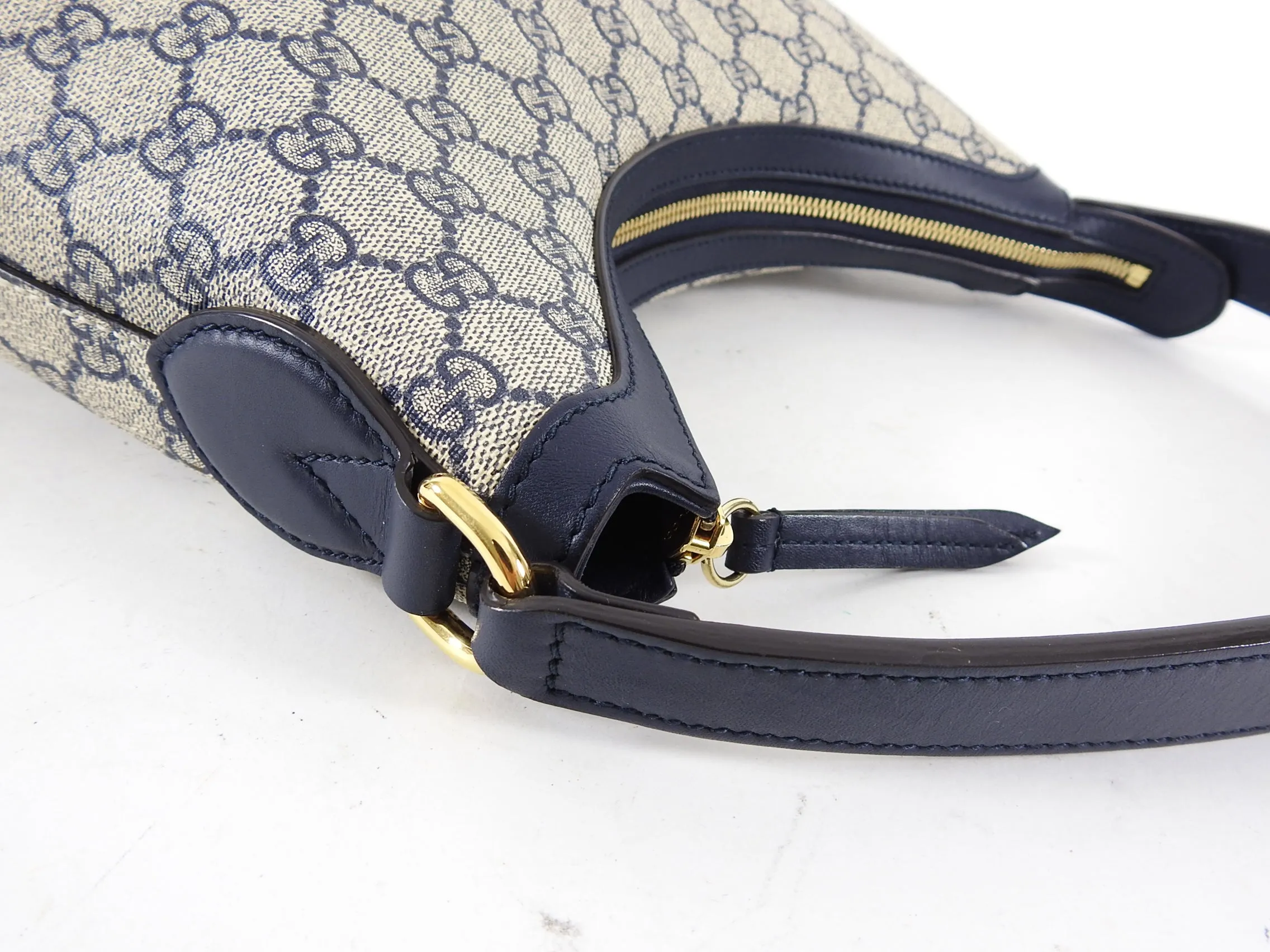 Gucci Navy Supreme Monogram GG Logo Top Handle Bag