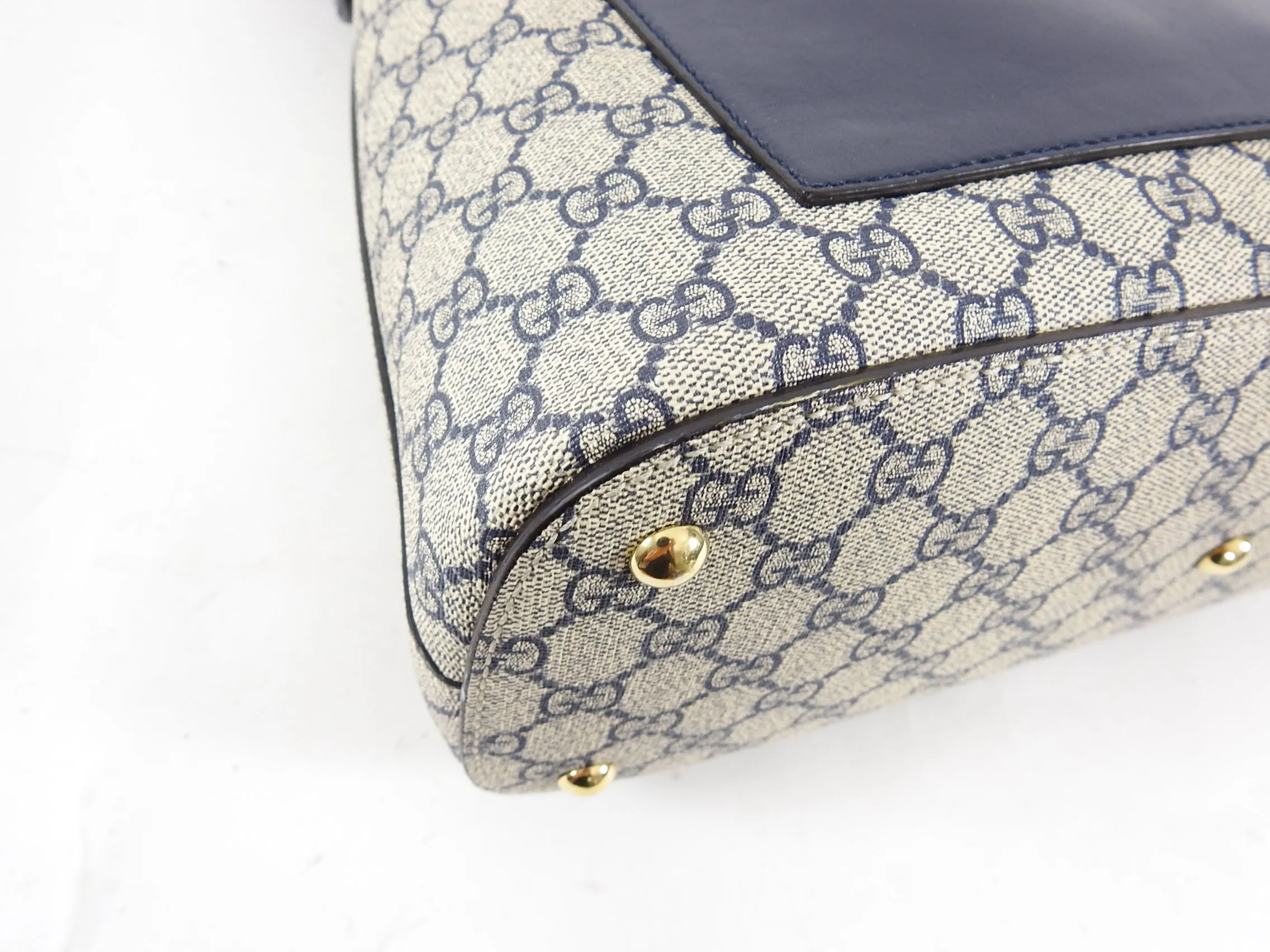 Gucci Navy Supreme Monogram GG Logo Top Handle Bag