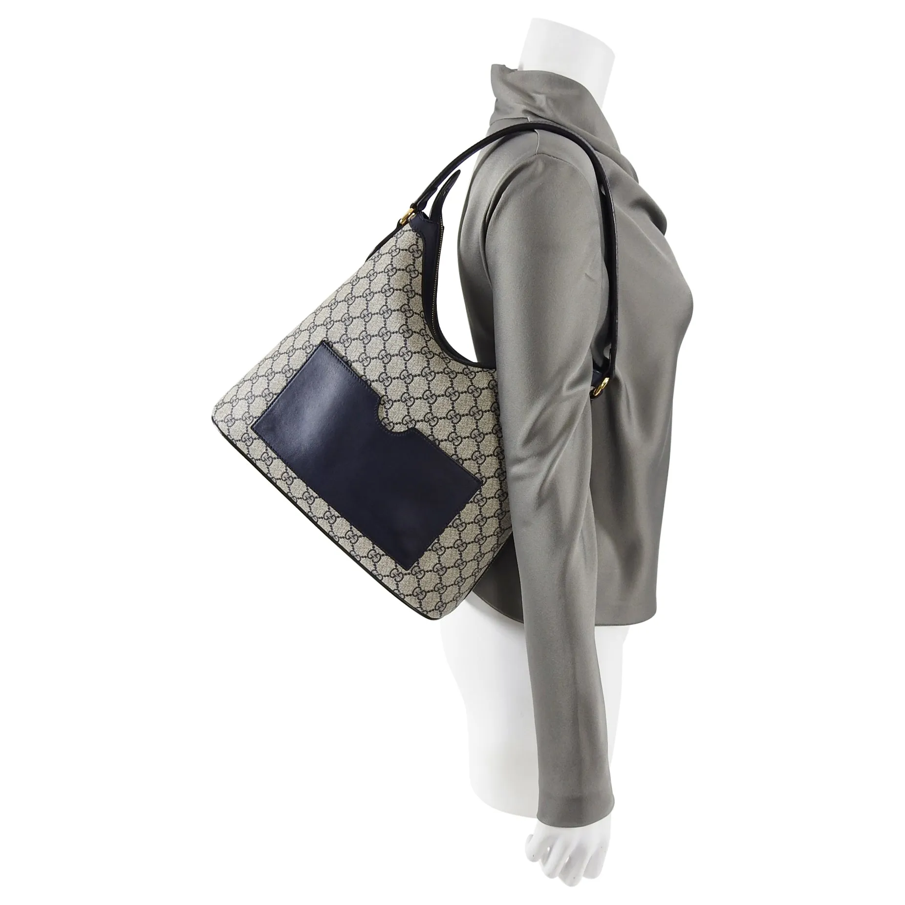 Gucci Navy Supreme Monogram GG Logo Top Handle Bag