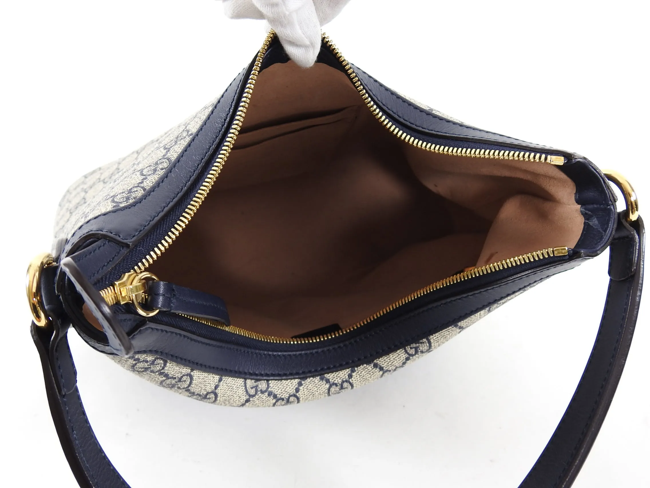 Gucci Navy Supreme Monogram GG Logo Top Handle Bag