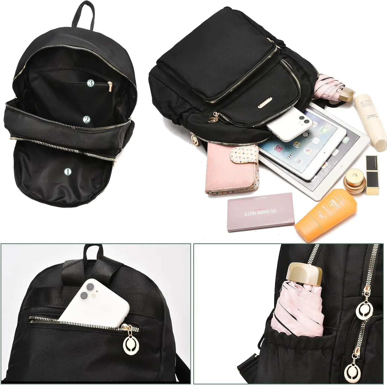 I IHAYNER Mini Backpack Purse Small Backpack for Women Lightweight Nylon Travel Bags Small Casual Daypacks for College Work Black