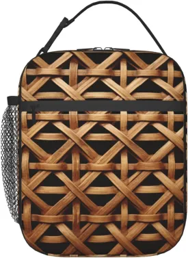 Insulated Lunch Bag Reusable Leakproof Lunch Box Large Capacity Lunch Cooler Totes Wicker Woven Grid Meal Bags For Women Men Work Office Picnic Travel