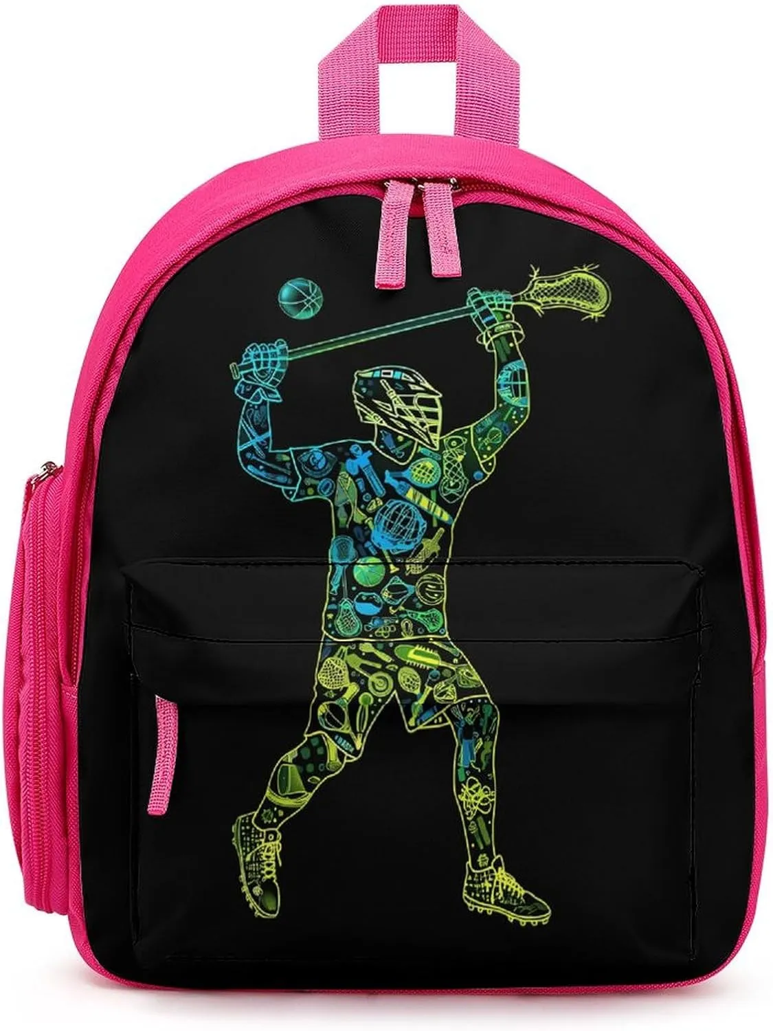 Lacrosse Player Cute Backpack Daily Casual Daypack Travel Mini Bag with Adjustable Strap Pink-style-15