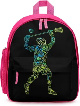 Lacrosse Player Cute Backpack Daily Casual Daypack Travel Mini Bag with Adjustable Strap Pink-style-15