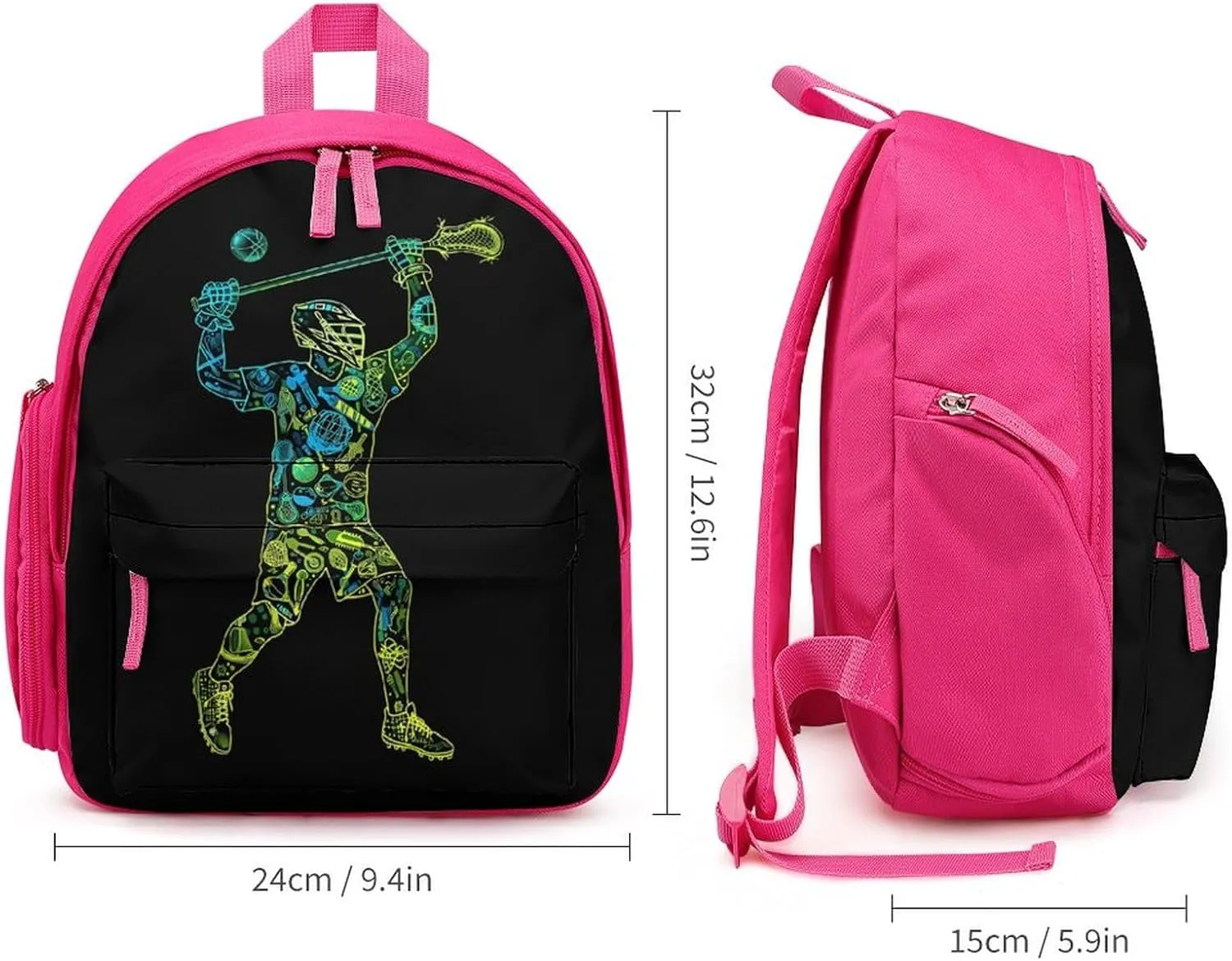 Lacrosse Player Cute Backpack Daily Casual Daypack Travel Mini Bag with Adjustable Strap Pink-style-15