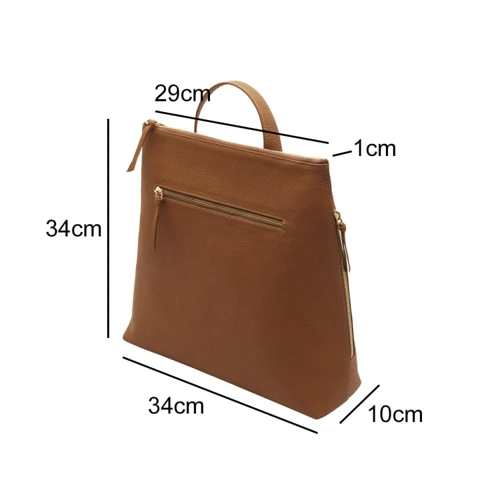 Leather 13" Laptop Backpack - Tan