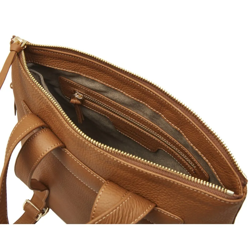 Leather 13" Laptop Backpack - Tan
