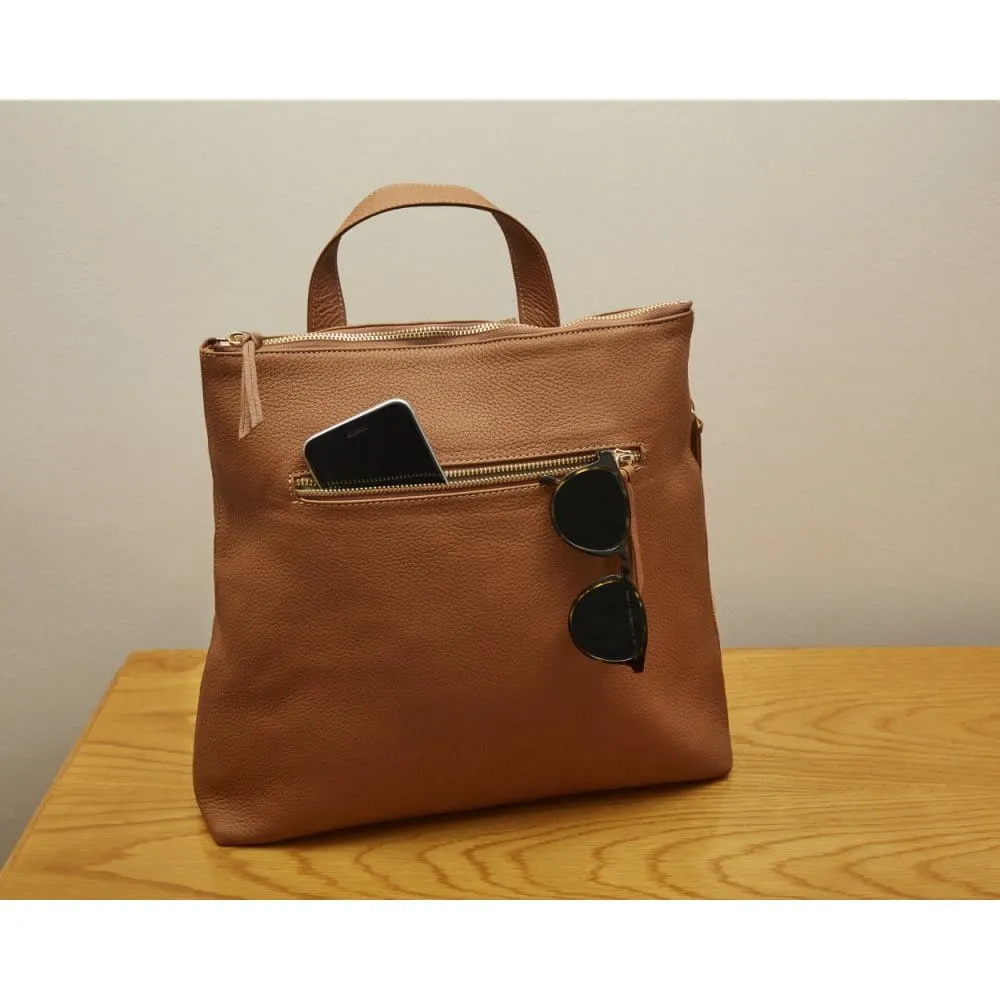 Leather 13" Laptop Backpack - Tan