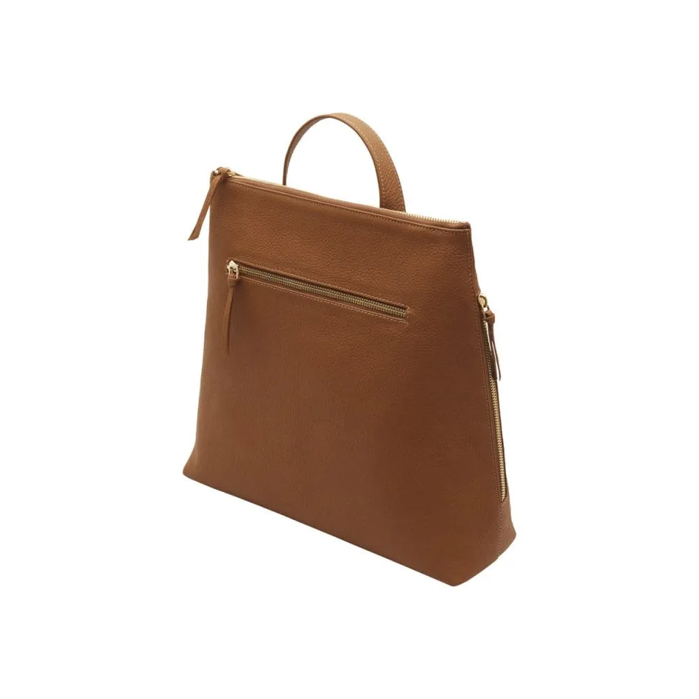 Leather 13" Laptop Backpack - Tan