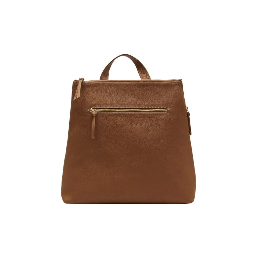 Leather 13" Laptop Backpack - Tan