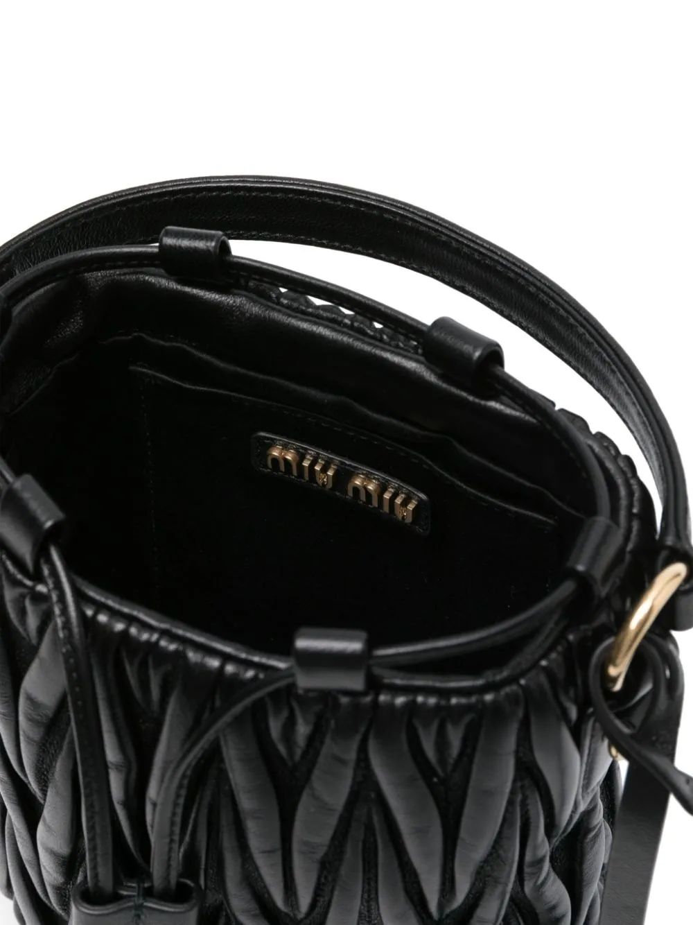 logo-lettering matelassé bucket bag