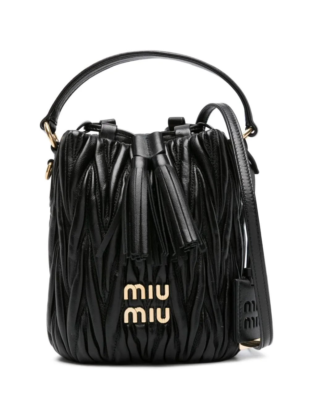 logo-lettering matelassé bucket bag