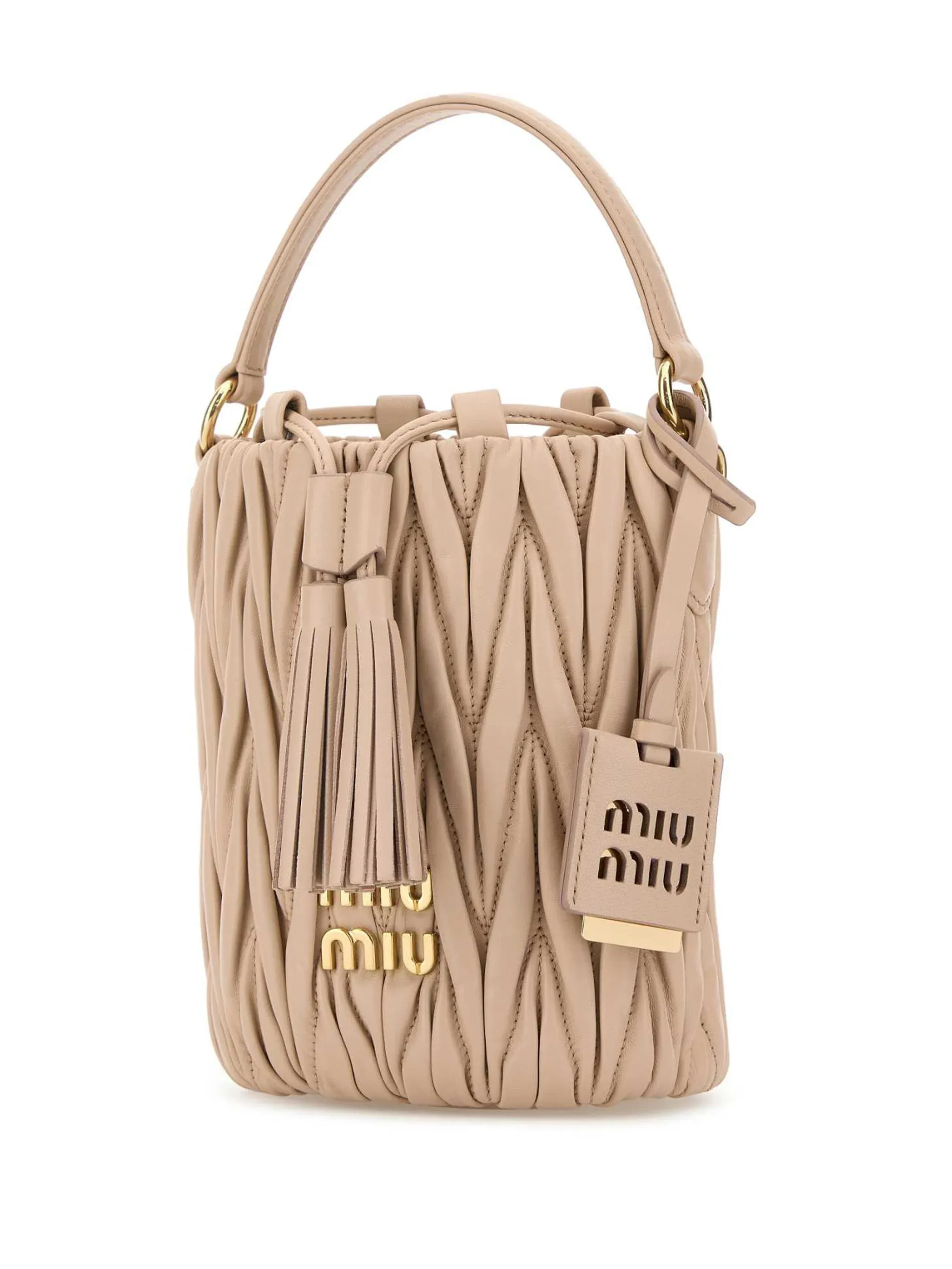 logo-lettering matelassé bucket bag
