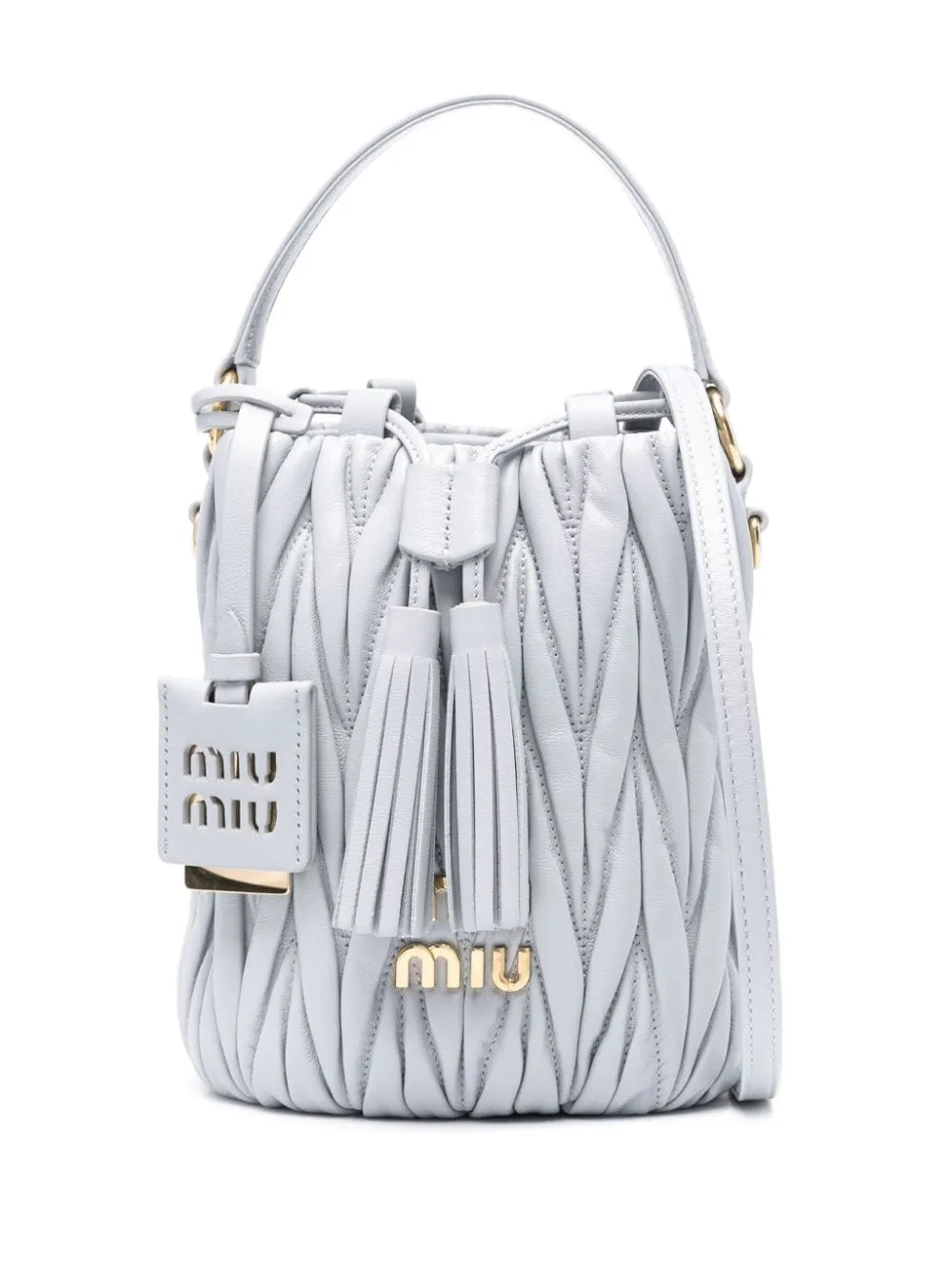 logo-lettering matelassé bucket bag
