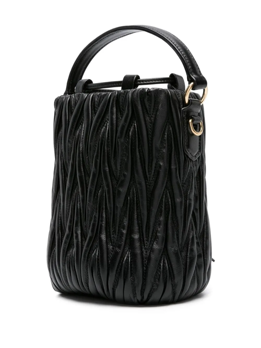 logo-lettering matelassé bucket bag