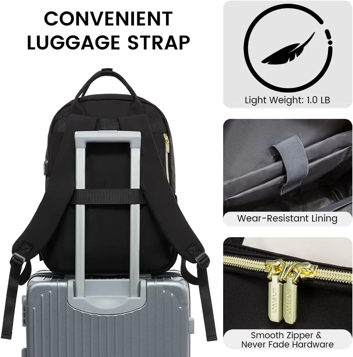 LOVEVOOK 15.6 Inch Laptop Backpack for Women,Fashion Work Travel Backpack,Waterproof Day Pack Purse for Teacher Nurse