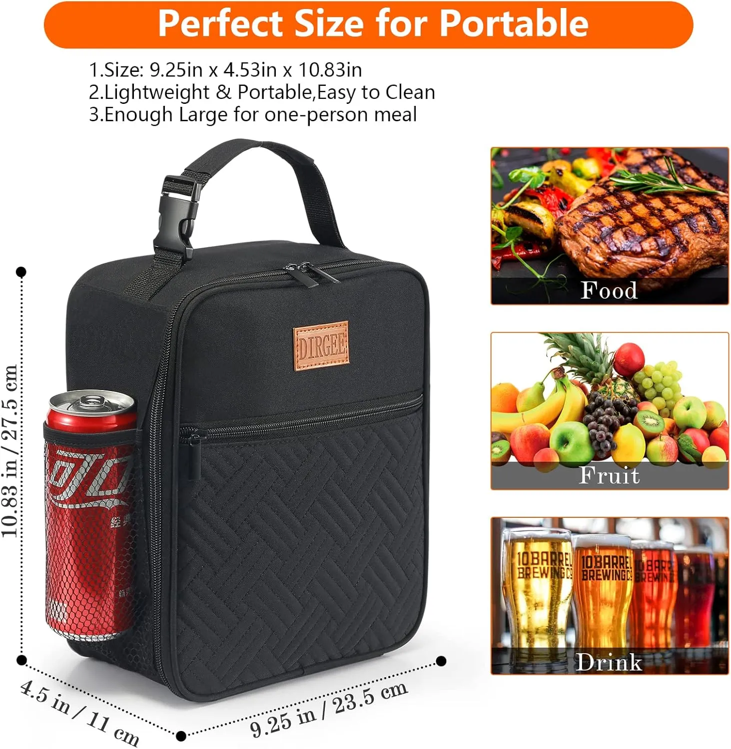 Lunch Box for Men Insulated Lunch Bag for Women Adults Small Lunch Bag for Office Work Lunch Bag For Men - Leakproof Freezable Cooler Bag Reusable Portable Lunch Box (Black)