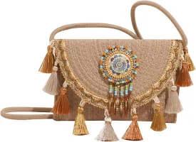 Mandala Bohemian Knitted Envelope Purses Cute Boho Beach Woven Small Shoulder Bags for Women