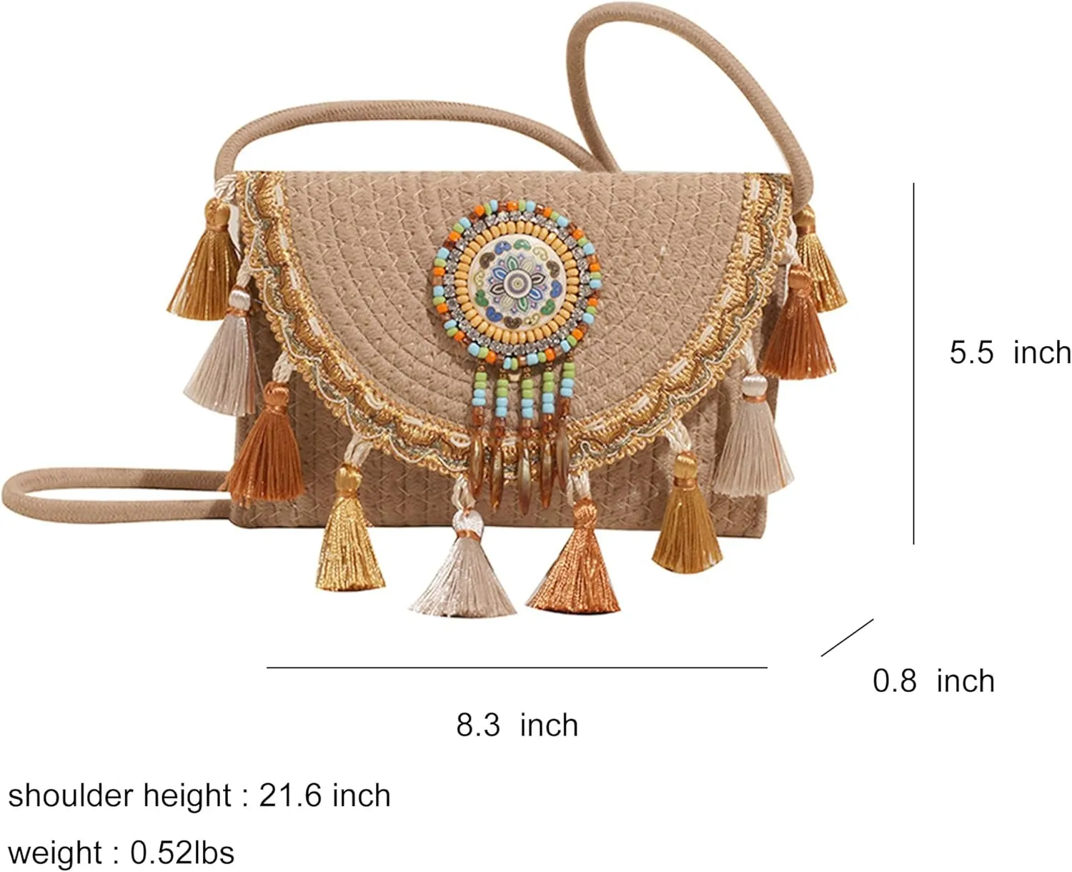 Mandala Bohemian Knitted Envelope Purses Cute Boho Beach Woven Small Shoulder Bags for Women