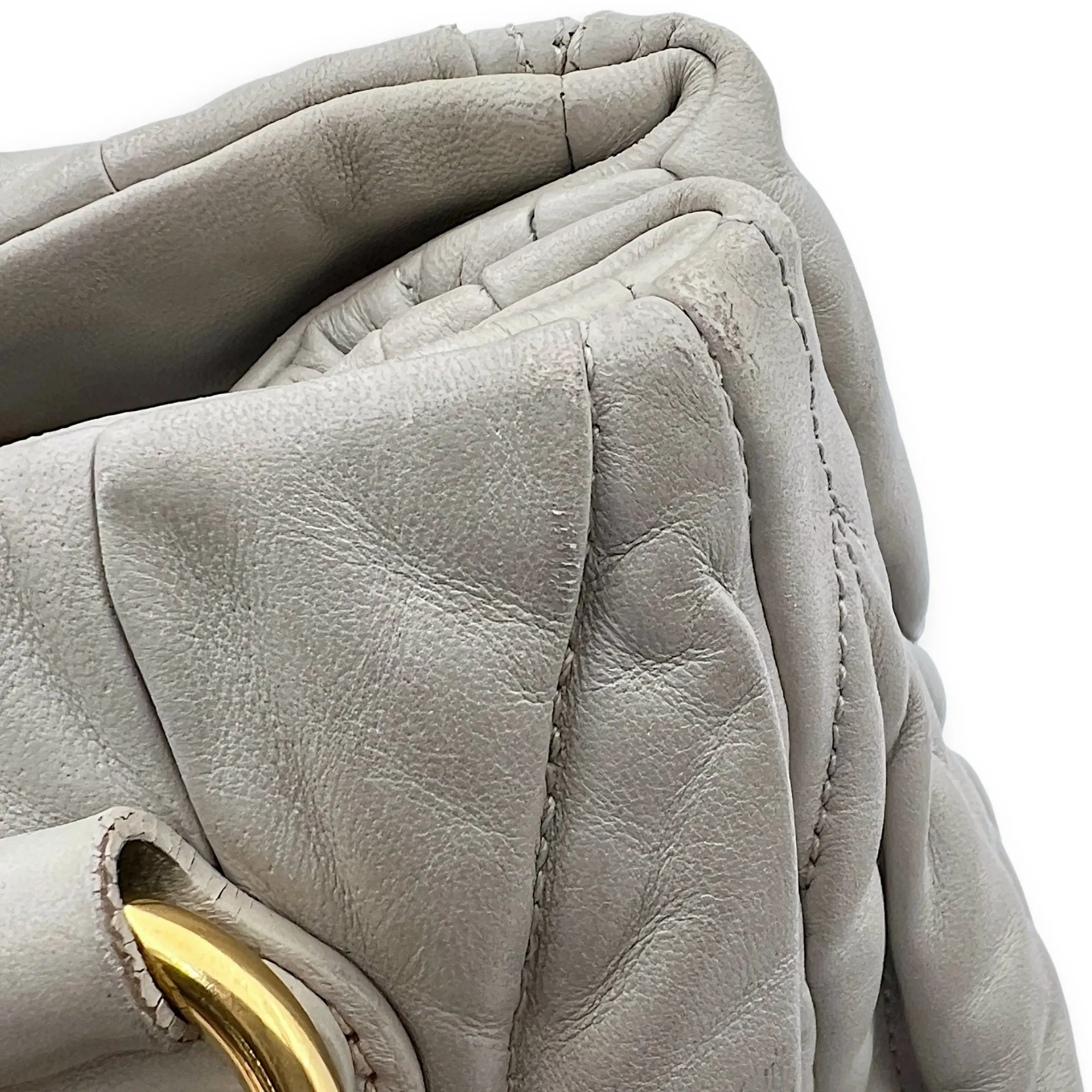 Matelassé Grey Top Handle Bag in Lambskin, Gold hardware