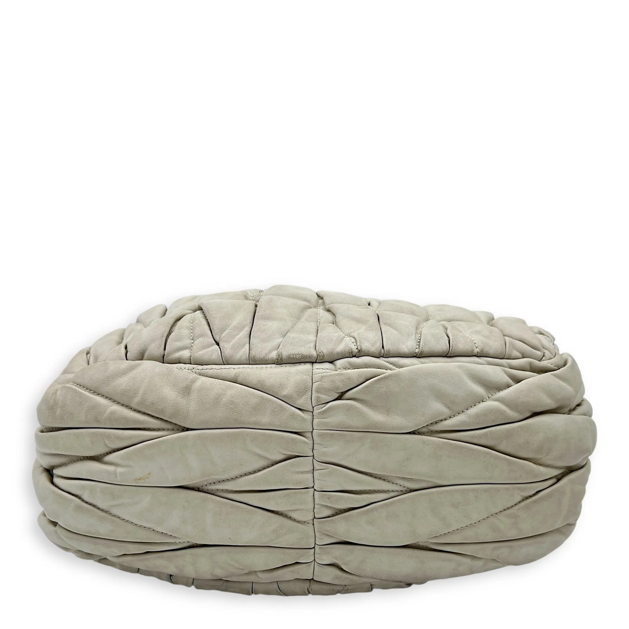 Matelassé Grey Top Handle Bag in Lambskin, Gold hardware