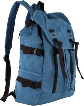 Men's Vintage Travel Duffel Bag Canvas Large Capacity Bookbag Weekender Overnight Bags for Climbing Camping (A/Blue)