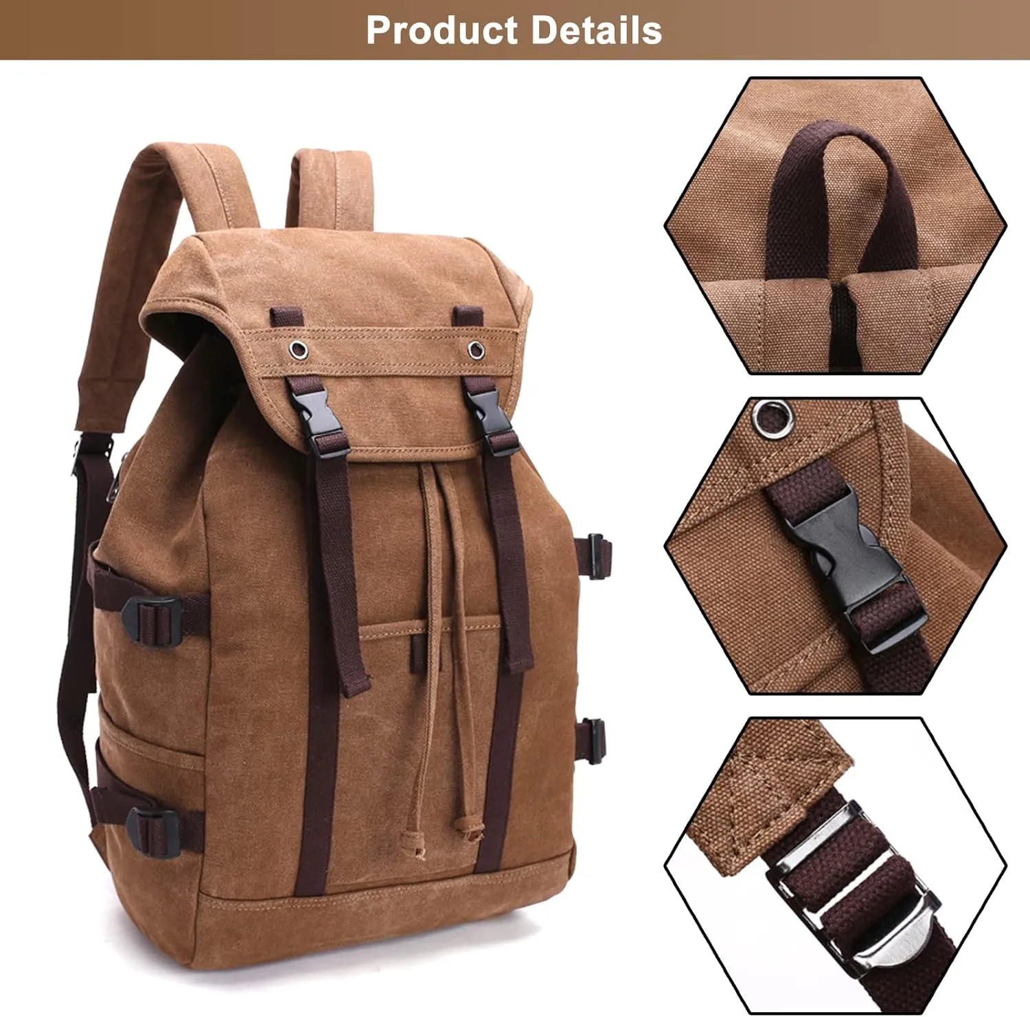 Men's Vintage Travel Duffel Bag Canvas Large Capacity Bookbag Weekender Overnight Bags for Climbing Camping (A/Blue)