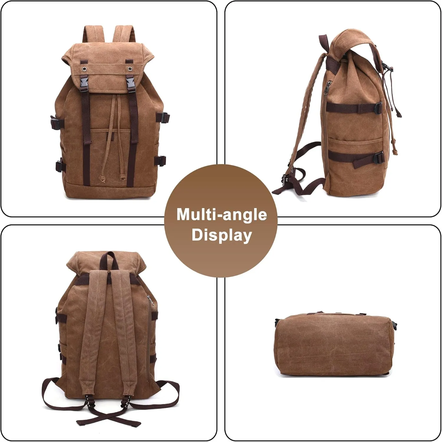Men's Vintage Travel Duffel Bag Canvas Large Capacity Bookbag Weekender Overnight Bags for Climbing Camping (A/Blue)