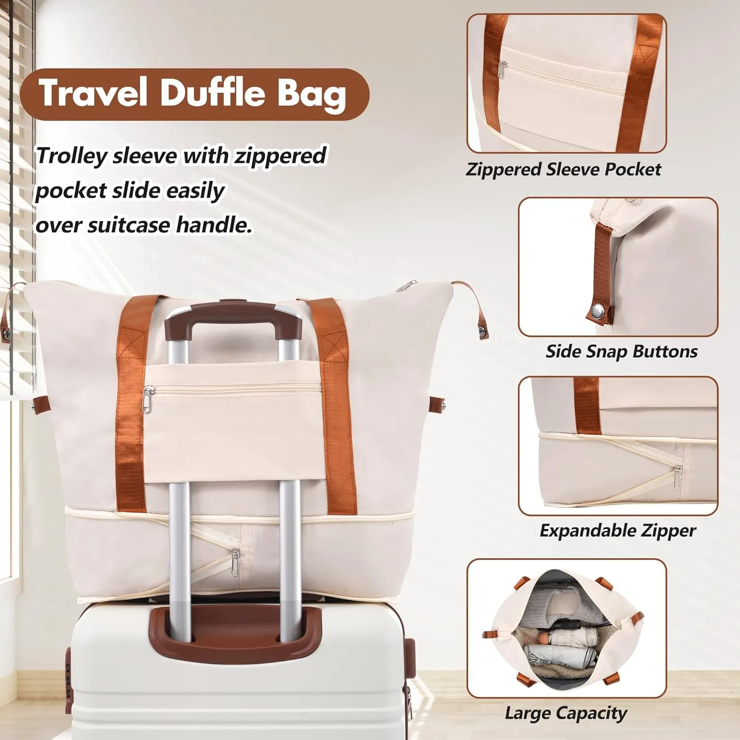 Merax 28 IN Luggage Set with Spinner Wheels, Expanded Suitcase with TSA Lock, Lightweight Vintage Luggage (White)