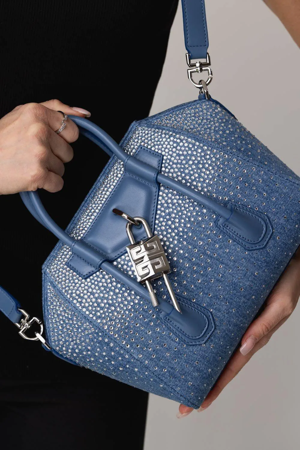 Mini Antigona Lock Bag - Denim