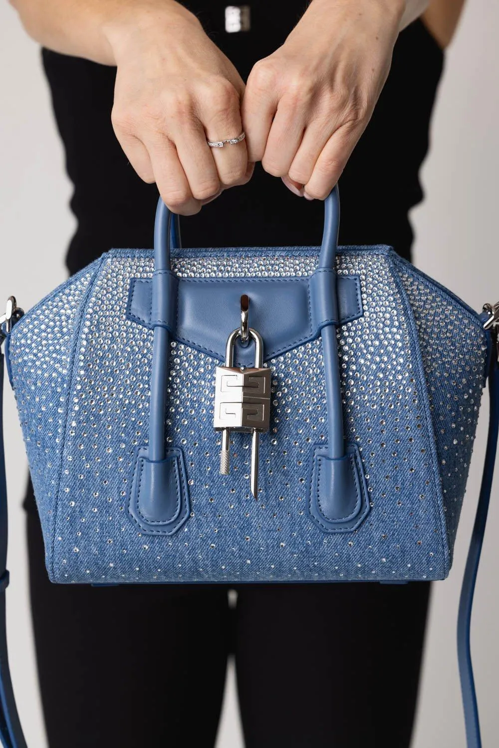 Mini Antigona Lock Bag - Denim