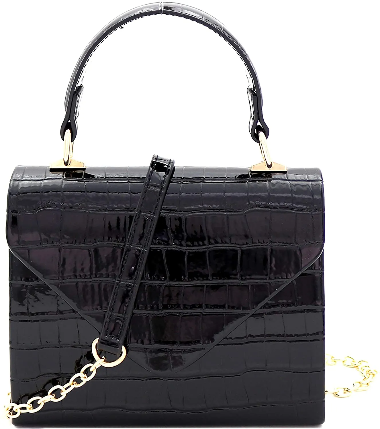 Mini Retro Glitter Pink Box Flap leather Satchel Crossbody Handbag