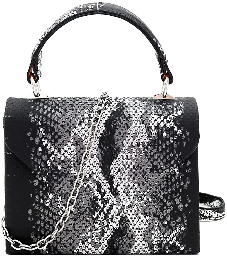 Mini Retro Glitter Pink Box Flap leather Satchel Crossbody Handbag