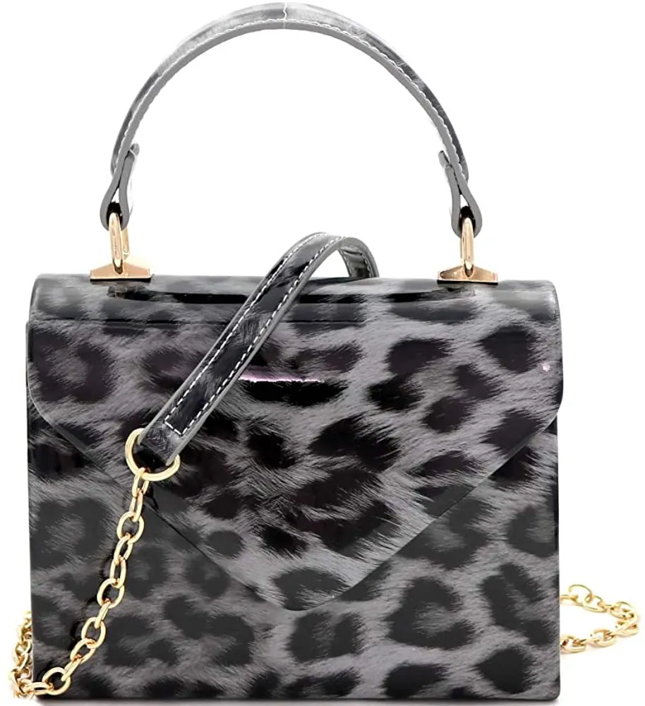 Mini Retro Glitter Pink Box Flap leather Satchel Crossbody Handbag