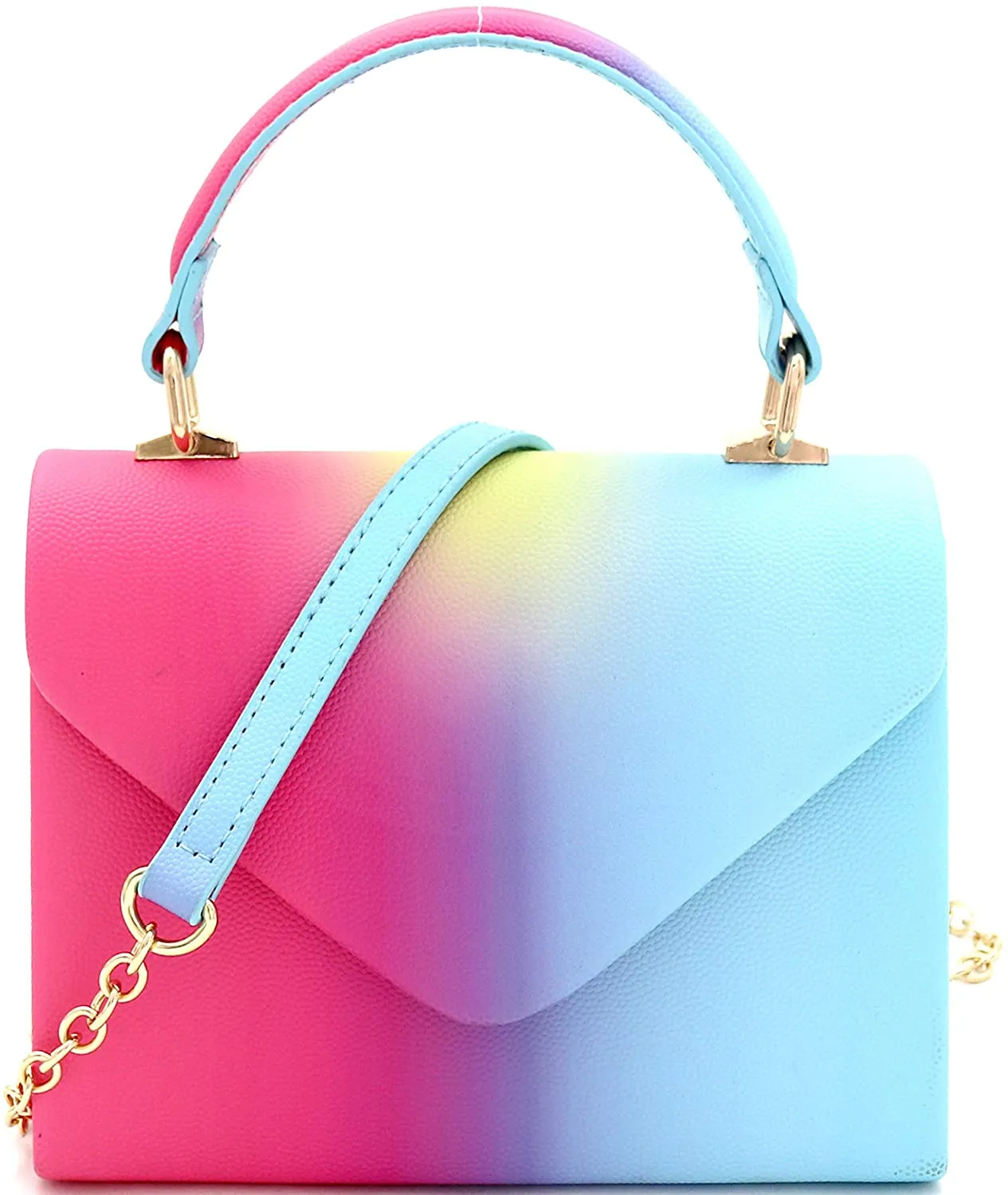 Mini Retro Glitter Pink Box Flap leather Satchel Crossbody Handbag