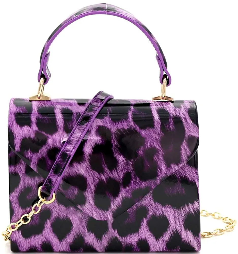 Mini Retro Glitter Pink Box Flap leather Satchel Crossbody Handbag