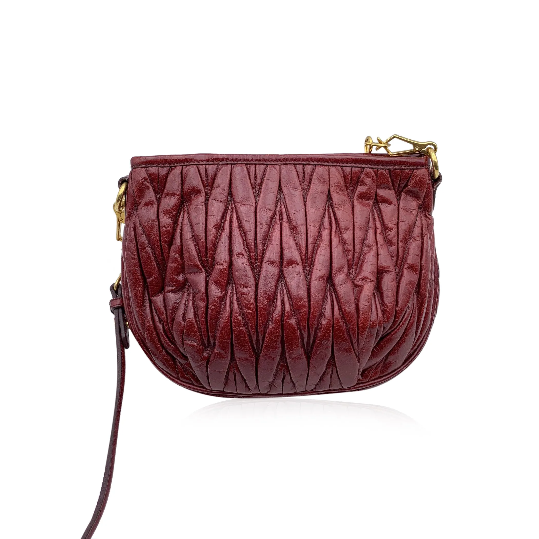 Miu Miu Burgundy Matelasse Leather Crossbody Messenger Bag