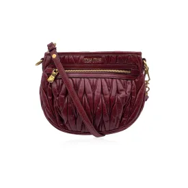 Miu Miu Burgundy Matelasse Leather Crossbody Messenger Bag