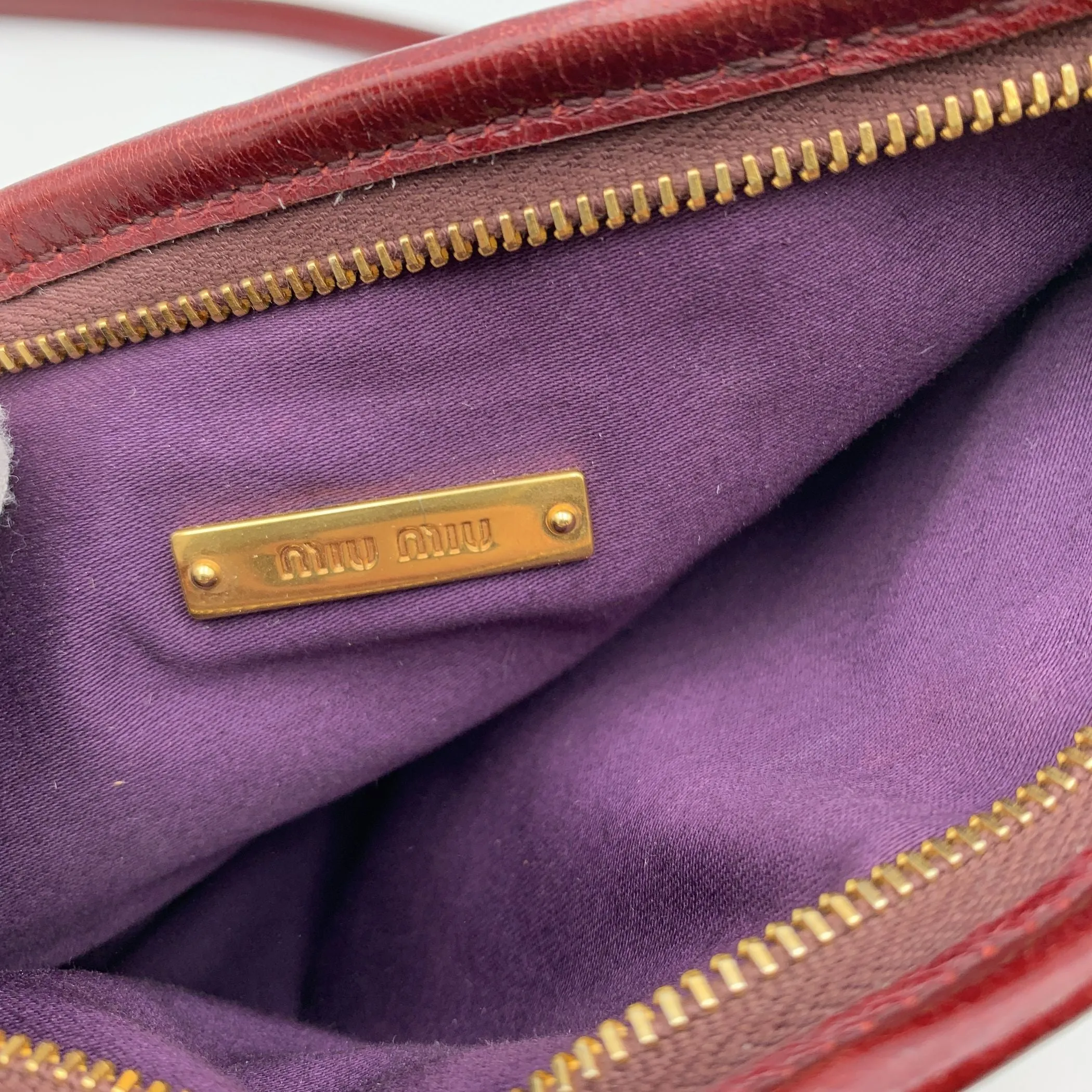 Miu Miu Burgundy Matelasse Leather Crossbody Messenger Bag