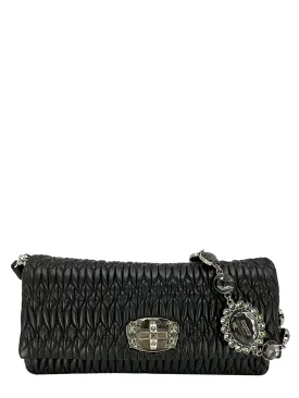 Miu Miu Cloqué Nappa Leather Crystal Flap Bag
