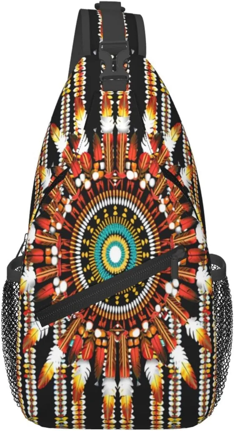 Native American Indian Sling Backpack Chest Bag Crossbody Shoulder Bag Gym Cycling Travel Hiking Daypack For Men Women