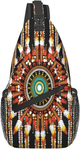 Native American Indian Sling Backpack Chest Bag Crossbody Shoulder Bag Gym Cycling Travel Hiking Daypack For Men Women