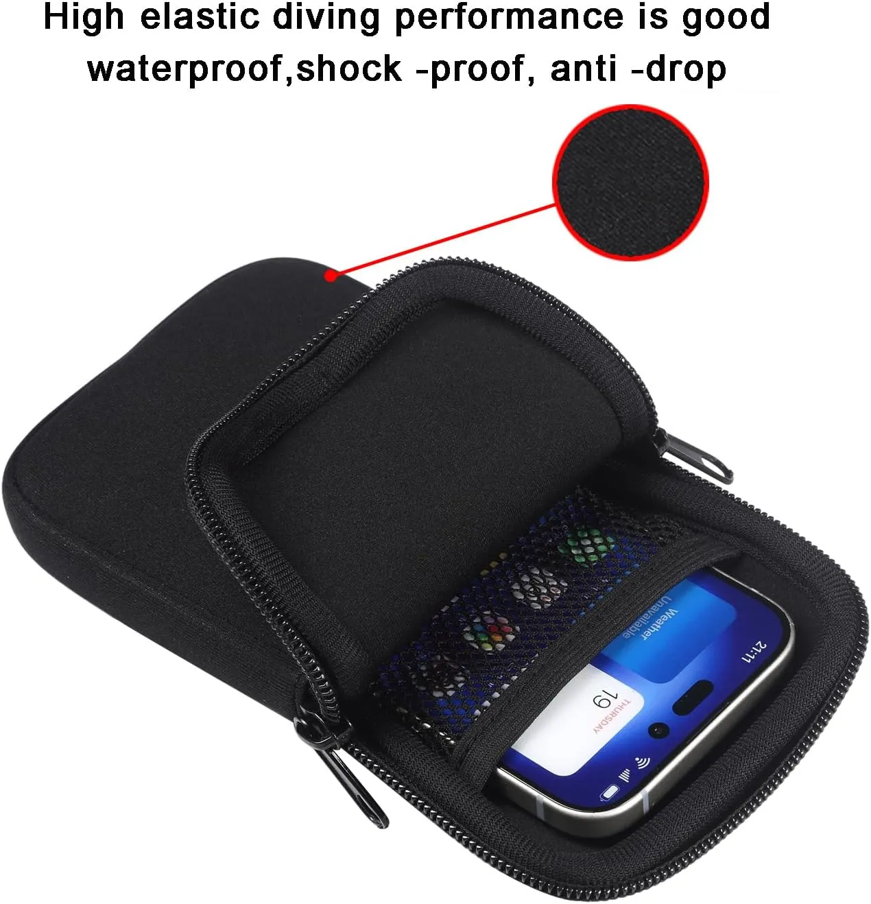 Neoprene Cell Phone Sleeve Belt Clip Case Holster Pouch Cover Holder Neck Strap Carrying Bag for iPhone 16/15/14 Pro Max Plus, Samsung Galaxy S24/S23/S22/S20 Ultra FE A16 A06 A55 A04e A03s (Black, XL)