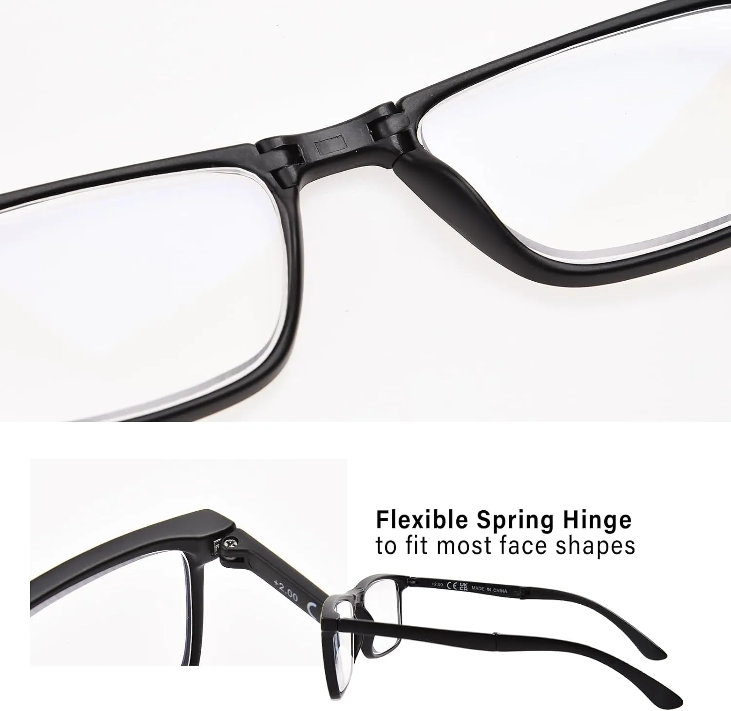 OPTOFENDY Folding Reading Glasses for Women Men, Small Spring Hinge Readers, Portable Blue Light Glasses with Zipper Case