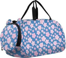 Peach Blue Japanese Cherry Blossom Duffel Gym Bags with Shoes Compartment Multifunctional Weekend Overnight Carry on Bag for Travel, Sports, Fitness & Workout bulto de