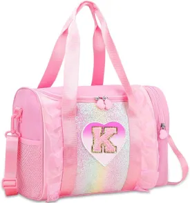 Personalized Monogram Dance Bag for Girls - 3-6 Years Kids Lightweight Water Resistant Oxford Backpack for Ballet Cheerleading Sleepovers Gymnastics Pink K