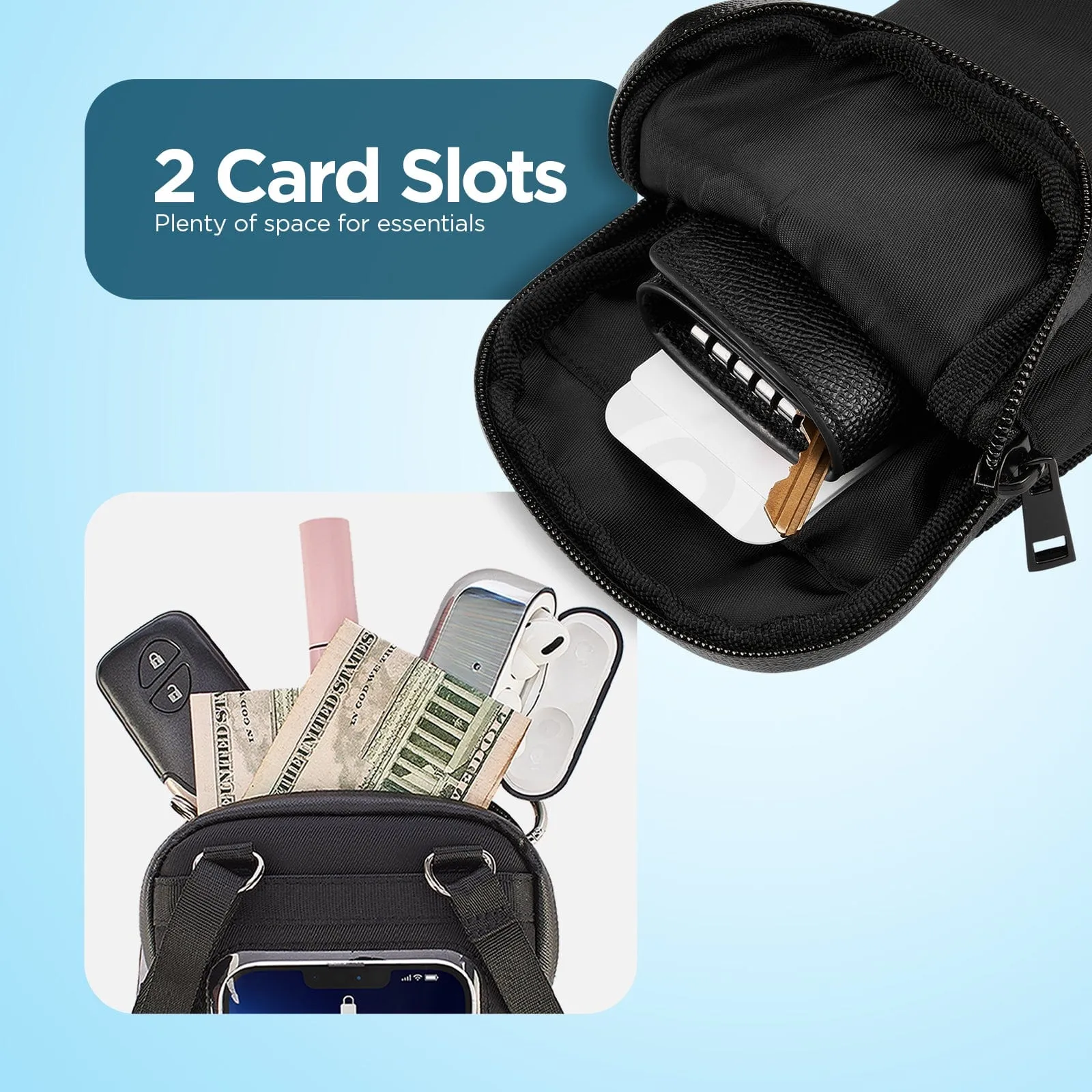 Phone Crossbody (Black) - Phone Pouch