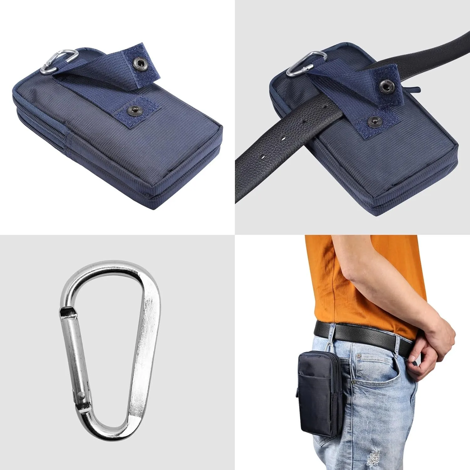 Phone Holsters Compatible with iPhone 15/14/13/12 Pro Max Nylon Belt Clip Holster Pouch Case,Compatible with Galaxy S24/S23/S22/S21/S20/Note 20 Ultra/Pixel 8/7/6 Pro Carrying Waist Pack Phone bag(2 Po