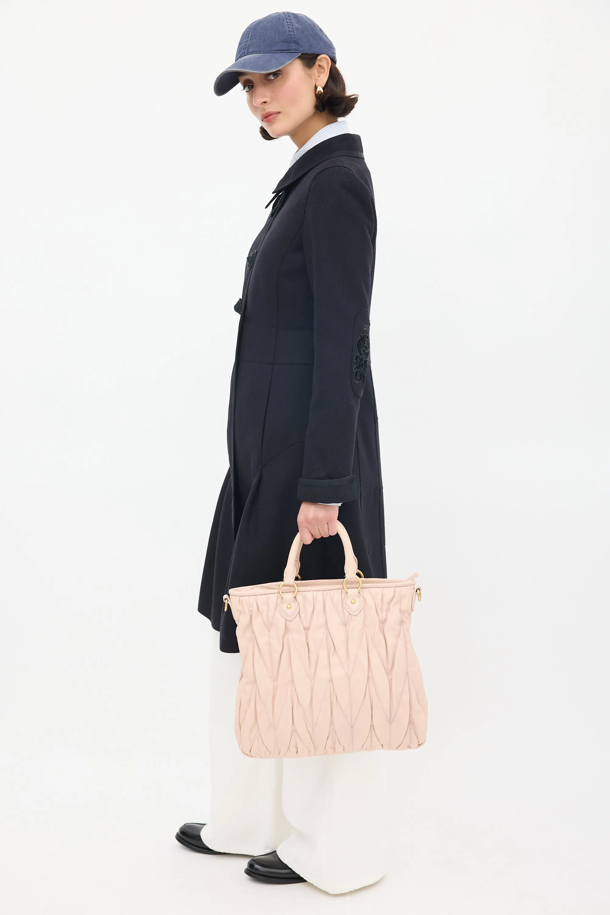 Pink Matelassé Leather Tote Bag